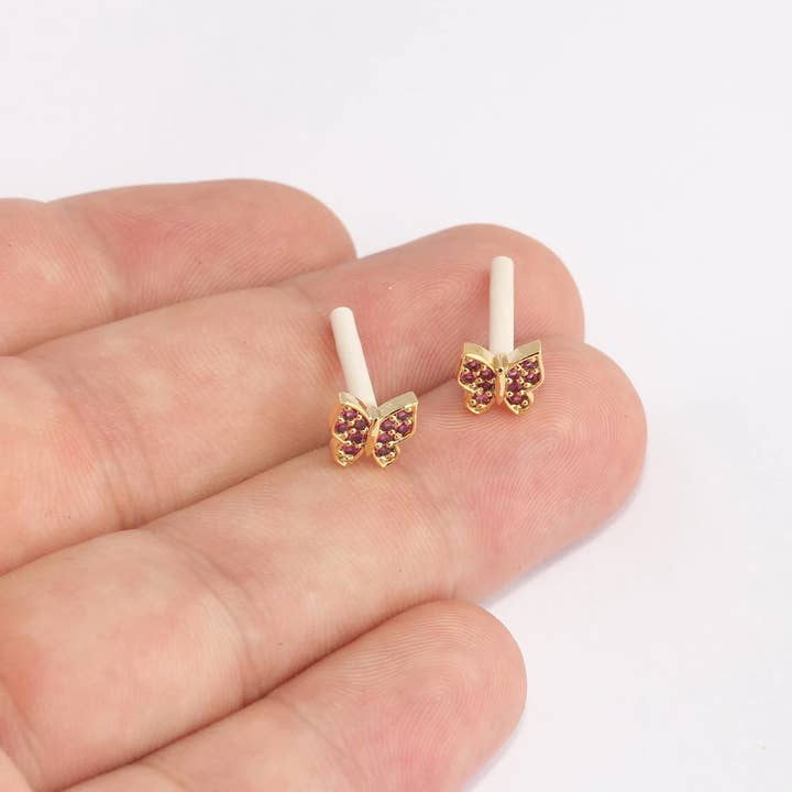 QueenJewelryM - Wholesale Stud/Post Earrings - 24k Shiny Gold Stud Earrings, Butterfly Earrings, SLM4000