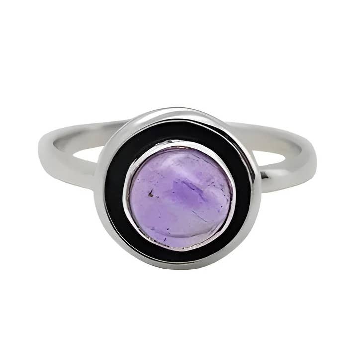 Amberman - Wholesale Single Stone/Solitaire Ring - Amethyst Stone Sterling Silver Ring