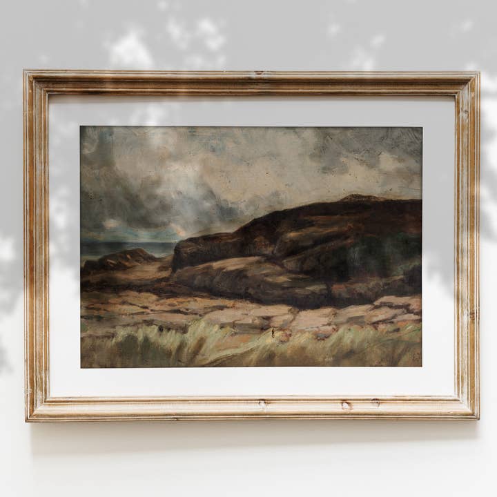 Hyggely – wholesale Konsttryck – Antik jordnära oljemålning | Dämpat landskap Art Print L1291