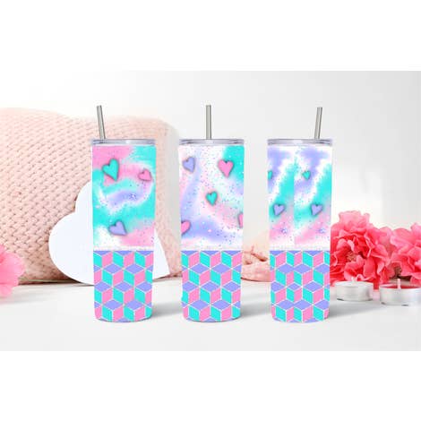Pastel Geometric Heart Tumbler for wholesale by Easy Teesy Shirts