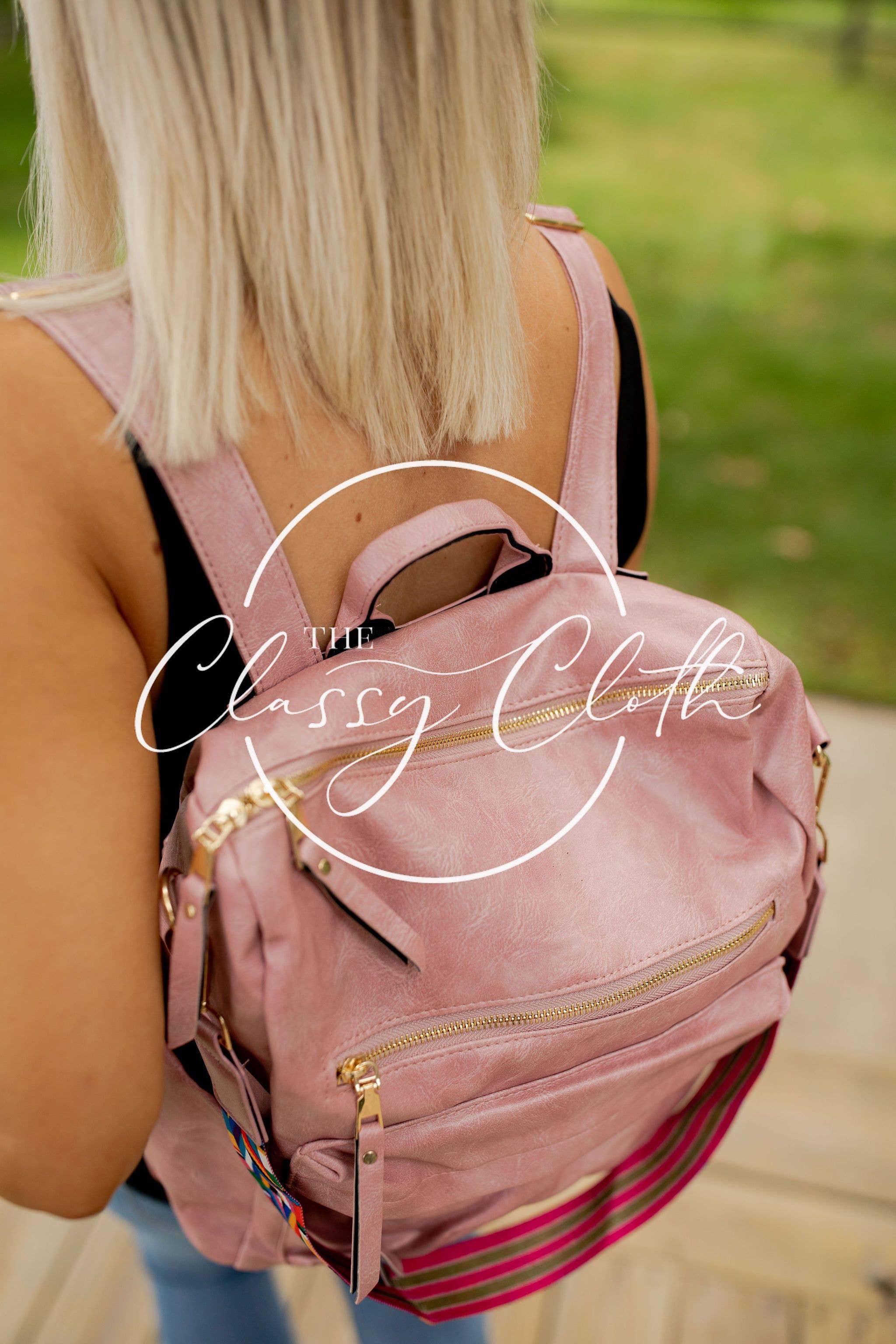 The Classy Cloth WS - Wholesale Backpack - Women's - Chloe Convertible Backpack - Blush - Grey Pink Camo RTS4