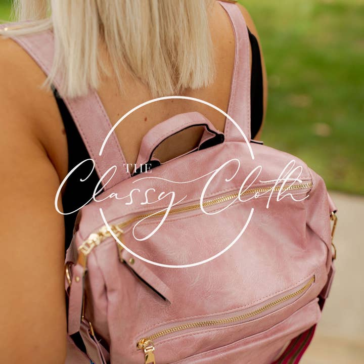 The Classy Cloth WS - Wholesale Backpack - Women's - Chloe Convertible Backpack - Blush - Grey Pink Camo RTS4