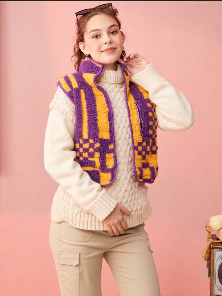 VERY J – Engroshandel Vest - Dame – NJ90128-trykt sød fleece vest3