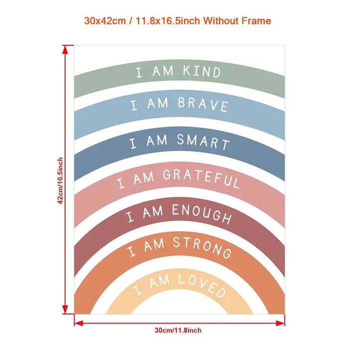 Mansa Bois - Wholesale Art Print - Kids & Baby - Rainbow Poster Printed Painting Affirmations For Kids, Pl2