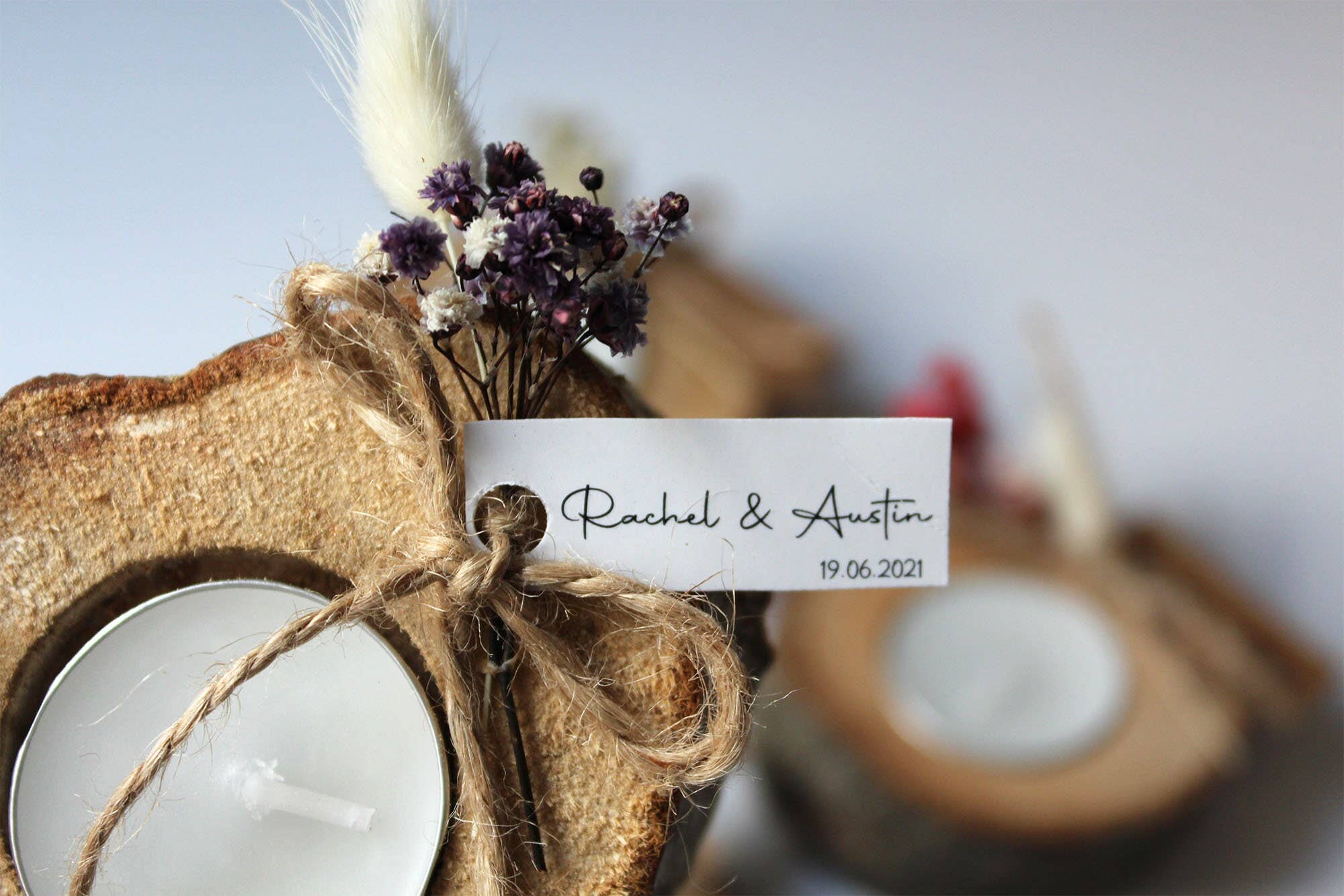 Uniq Favors – Engroshandel Gæstegave – Træ stearinlys favoriserer, fyrfadsstage, personlig gave3