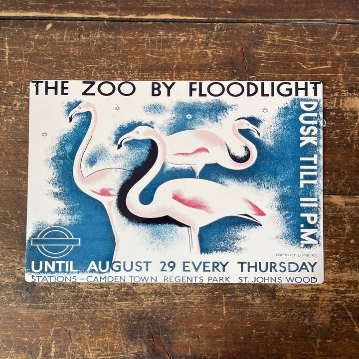 Blue White Vintage Metal Sign - London Underground, Visit The Zoo for wholesale on Faire