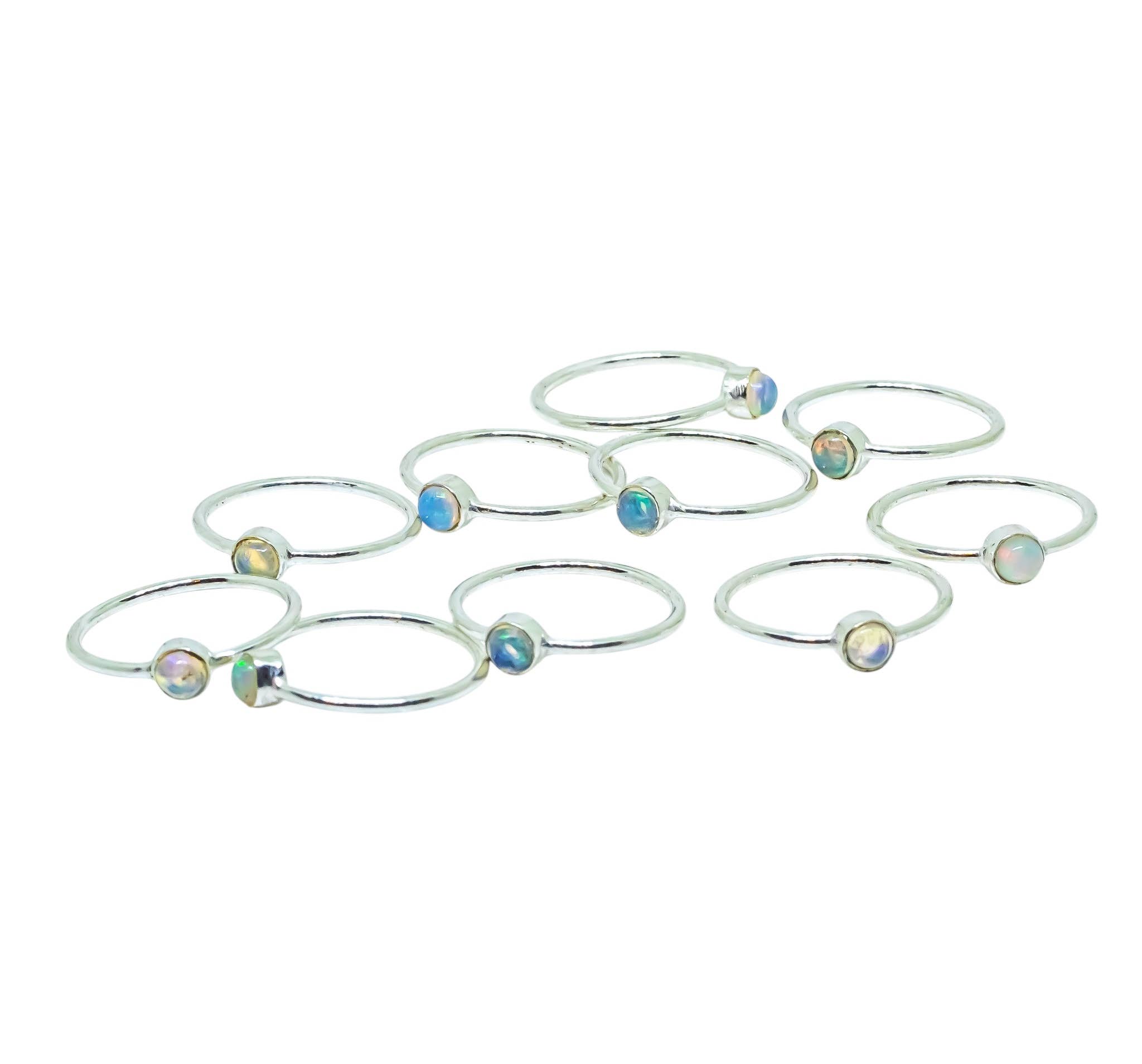 Quasar Gems USA – wholesale Single stone/solitaire ring – Opal Brass Silve Stackable Ring2
