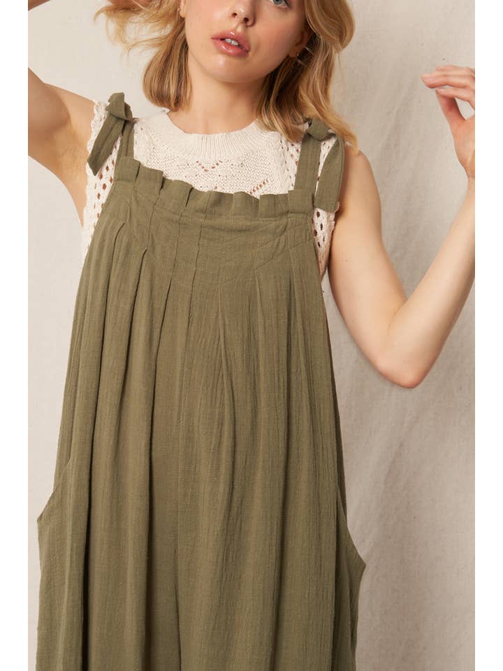 En Crème - Wholesale Jumpsuit - Women's - Ruched Neck Shoulder Tie Loose Fit Jumpsuit26