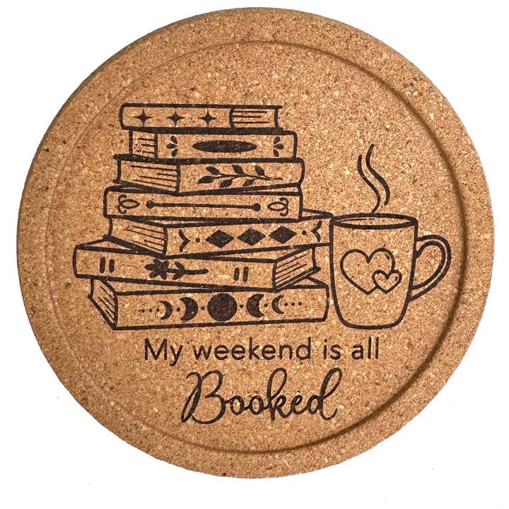 Sous-verre en liège "Mon week-end est entièrement réservé", cadeau pour lecteur pour la vente par Art by Sharell