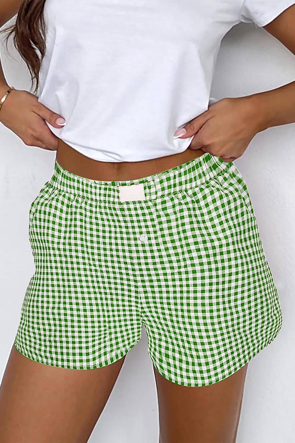 LiveFashionWay - Wholesale Shorts - Women's - Gingham Printed High Waist Shorts6