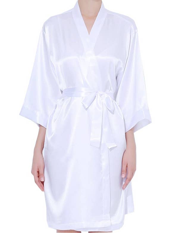 Simple Satin White Bridal Robe for wholesale by Valley Girls