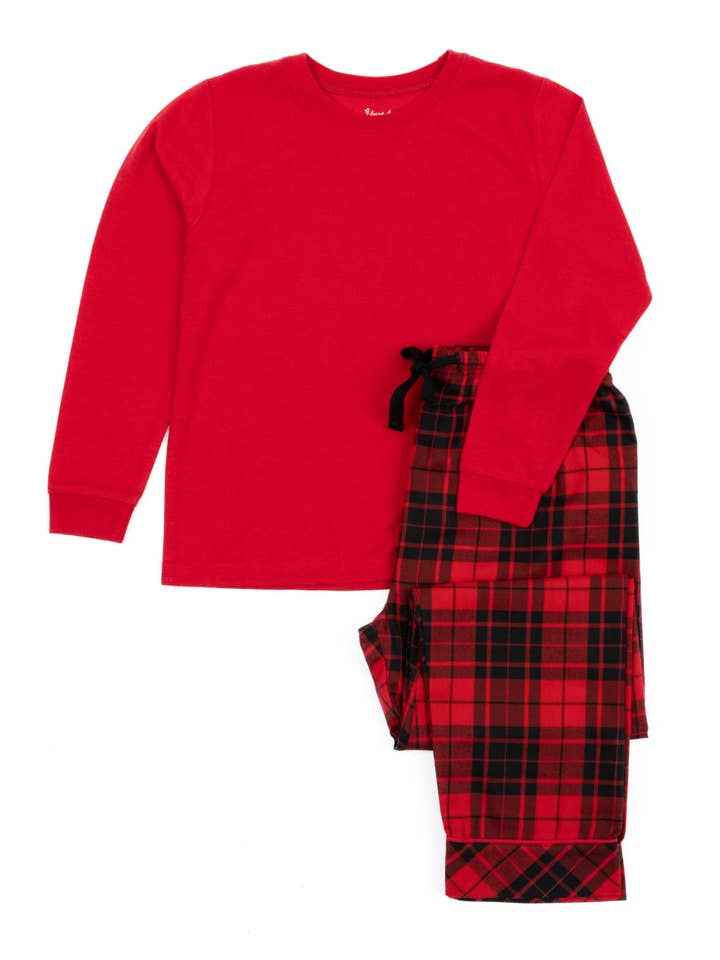 Leveret Pajamas - Wholesale Sleepwear Set - Kids - Kids Pajamas Poly Top & Flannel Feel Pants3