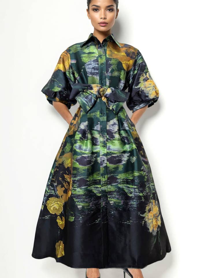 A95126 SHORT SLEEVE BUTTON DOWN DRESS for wholesale by N by Nancy