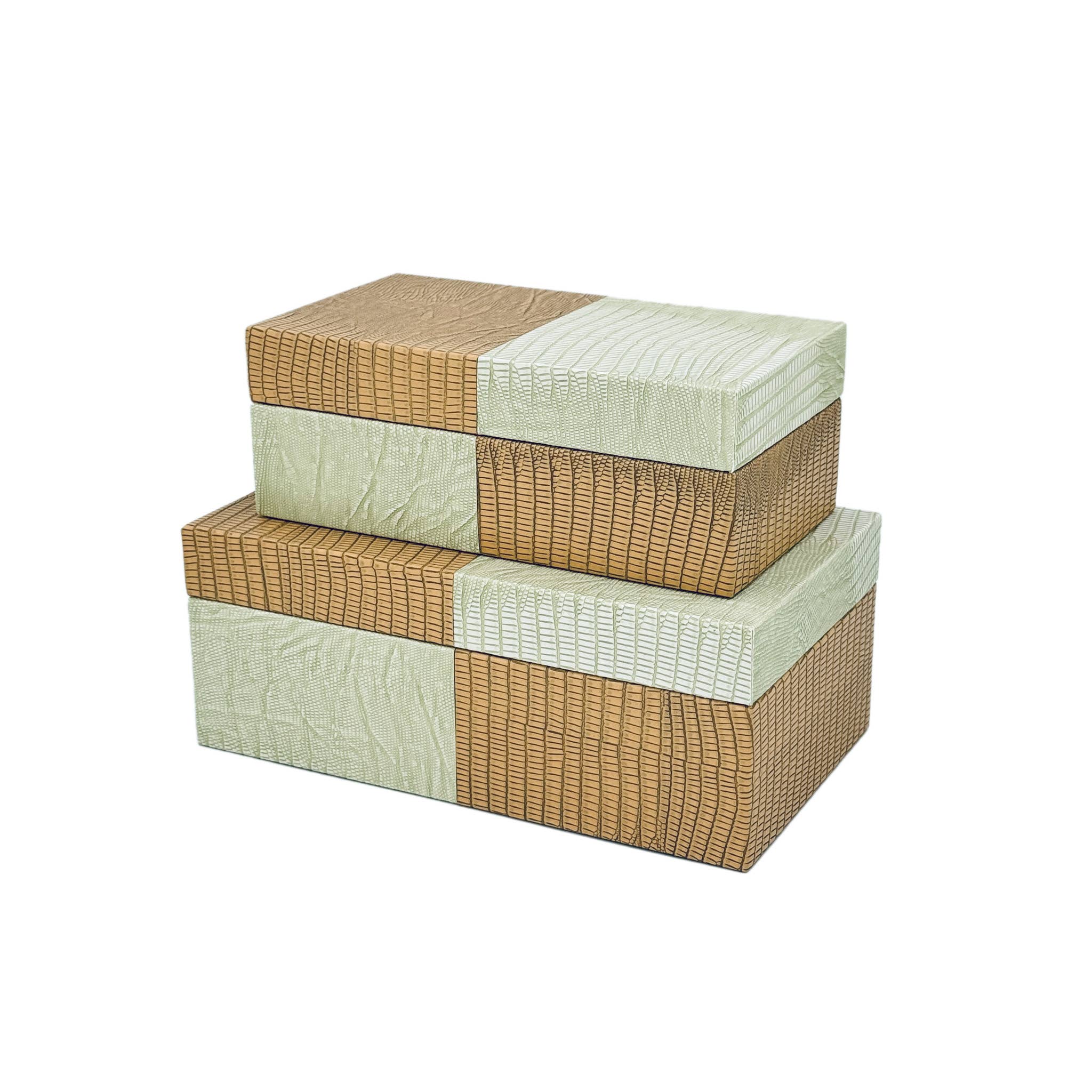 Galt International Company - Vente Boîtes décoratives - Coffret décoratif bicolore en cuir végétalien0