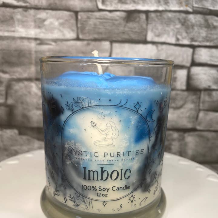 Imbolc Marbled Candle for wholesale by Mystic Purities LLC