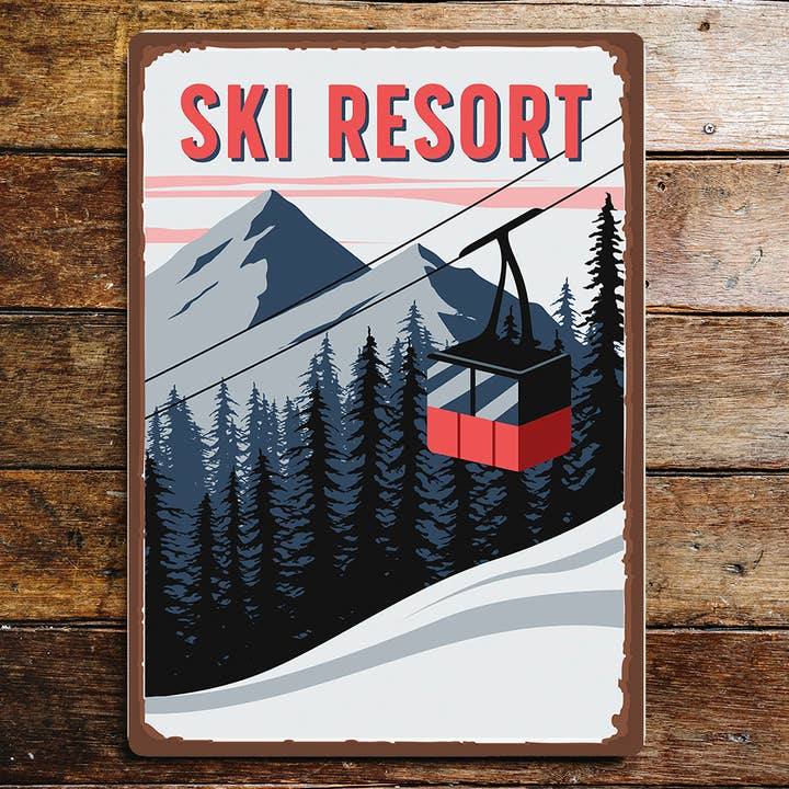 Svævebane Ski Livsstil skiløber kunst Metal Sign Plaque for engroshandel hos The British Metal Signs Company