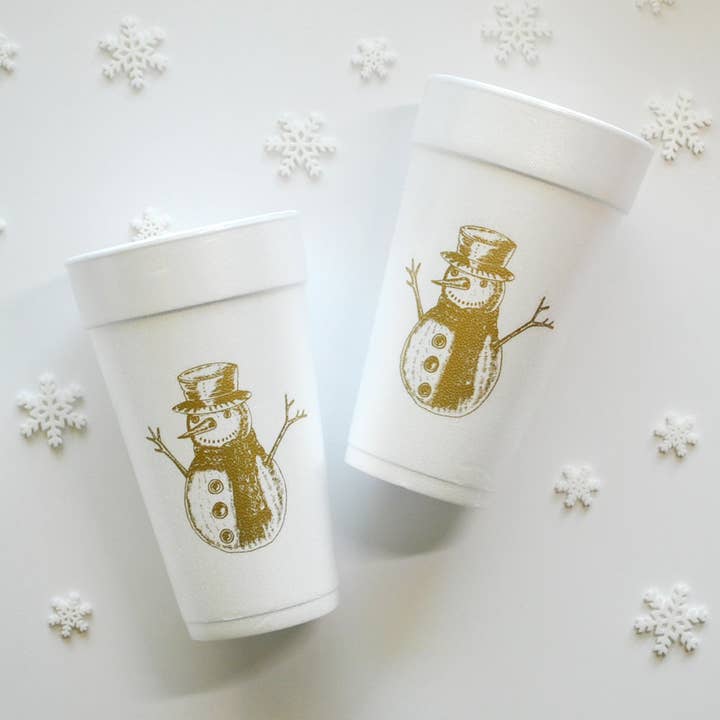 CUP-F-FROSTY-104- Frosty Snowman Christmas 20oz. Foam Cups | 10 pack for wholesale by Gatherings by Curated Paperie