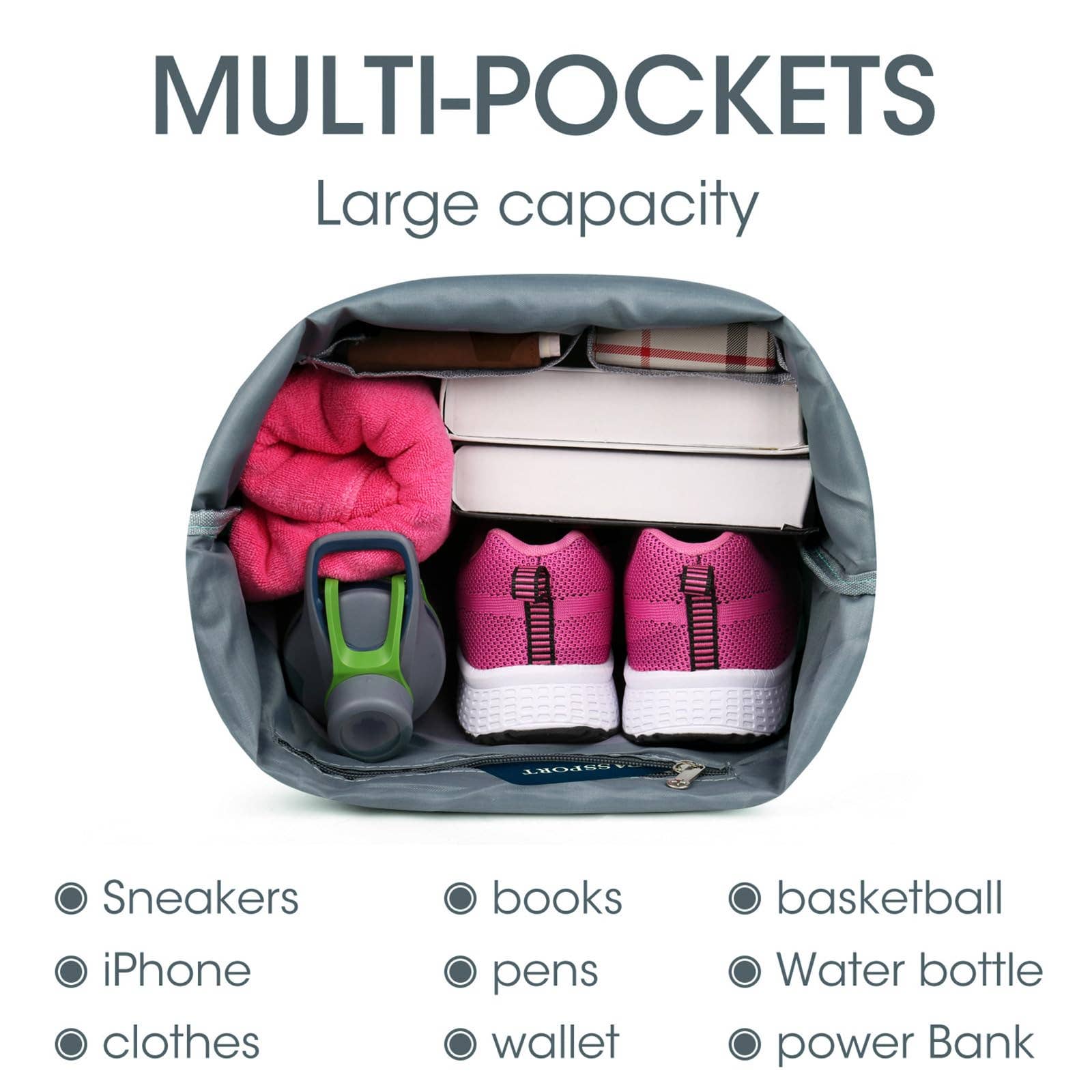 wandf - Wholesale Backpack - Unisex - WF6030 Sport Drawstring Backpack With Shoe Compartment8