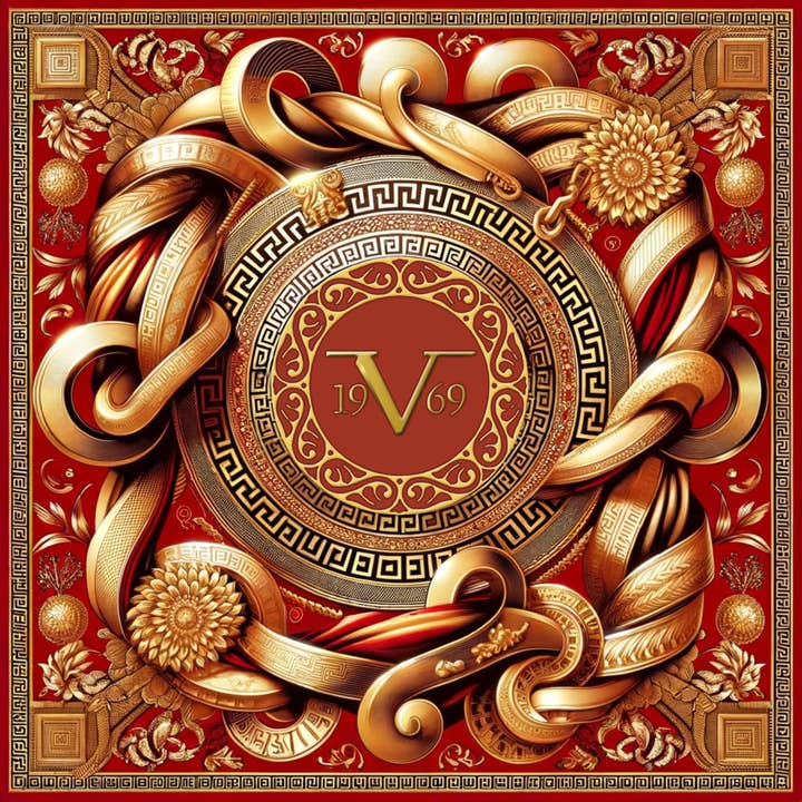 Shield Red silk scarf for wholesale by ALBERTO CABALE