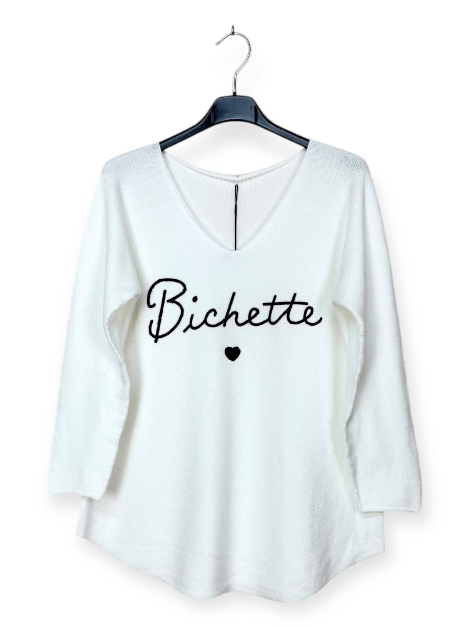 Lucky Nana - Wholesale Knit Sweater - Women's - AH 3167 - V-Neck Sweater with Bichette Flocking18