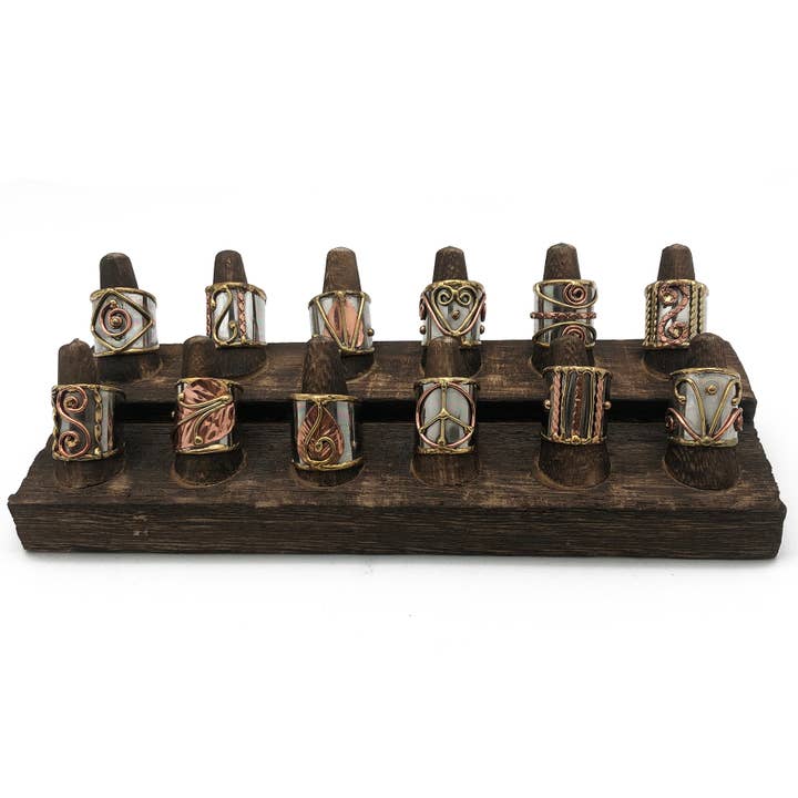 Anju Jewelry - Wholesale Cocktail/Statement Ring - Mixed Metal Cuff Rings And Display - 12 Rings