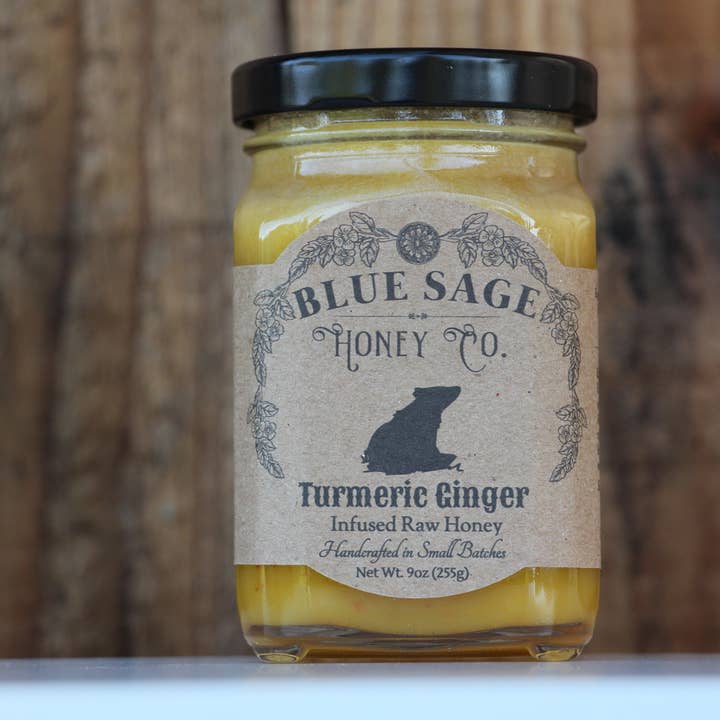 Blue Sage Honey Co. - Wholesale Honey - Turmeric Ginger Infused Raw Honey Organic Turmeric & Ginger