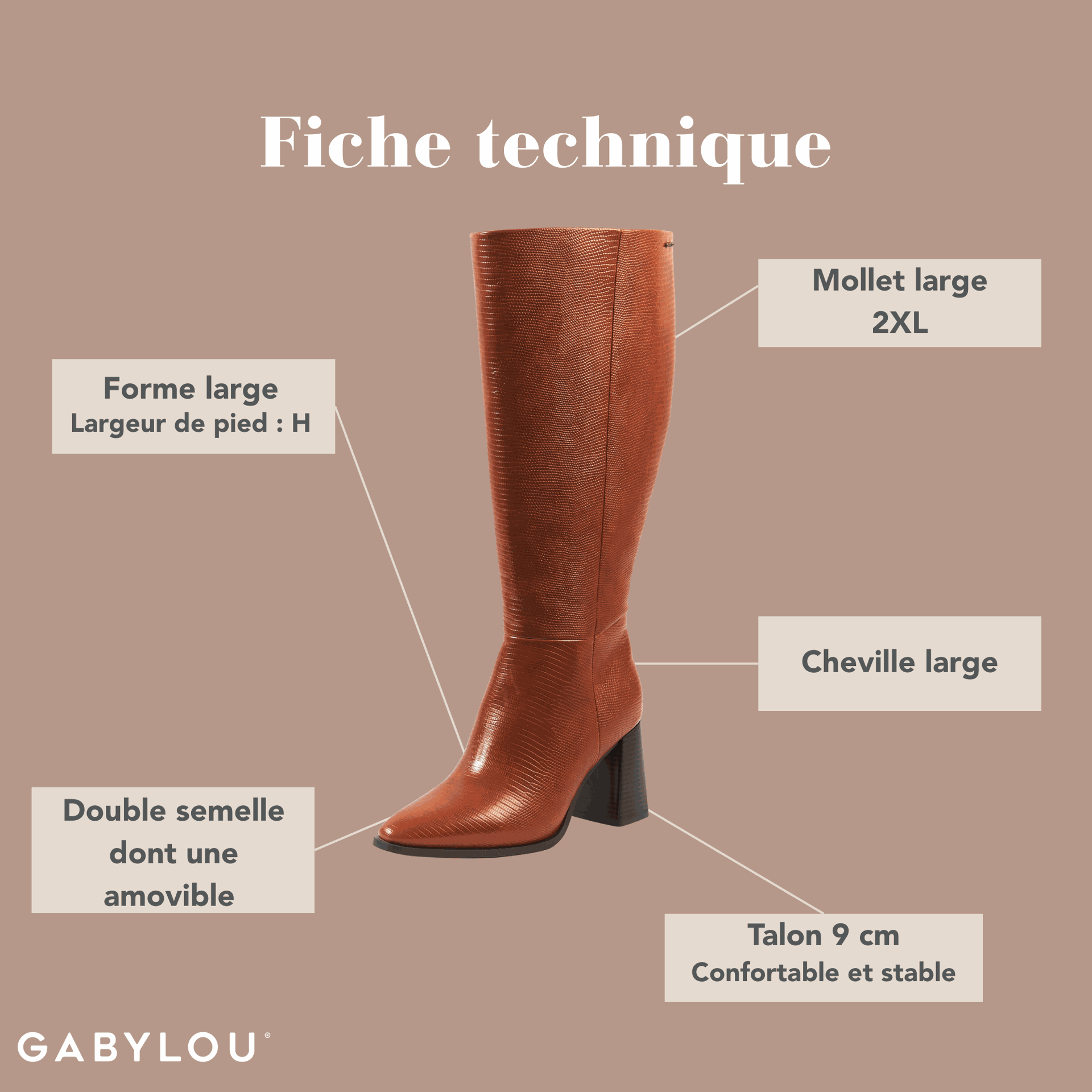 Gabylou - Wholesale Boots - Women's - 2XL Boots for Wide Calves - Sarah Model12