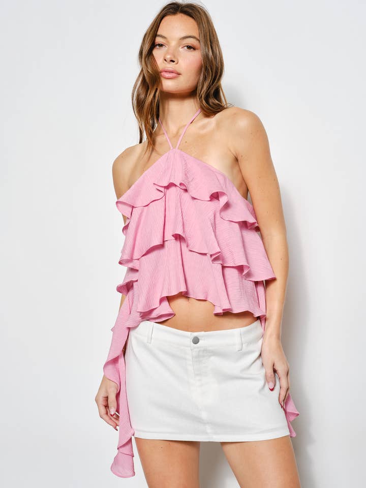 BORI FRILL HALTER TOP for wholesale by Pretty Garbage