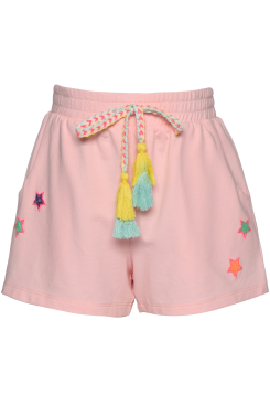 LIGHT PINK SHORT W/ STAR PATCHES AND TASSEL TIE for wholesale on Faire1