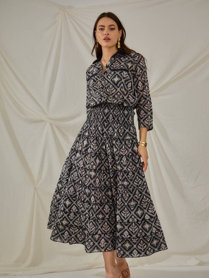 Bohemian long cotton skirt with patterns - Orice for wholesale by Orice