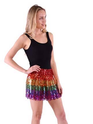 KBW Global Corp. - Wholesale Skirt - Women's - Rainbow Sequin Mini Skirt — Small0
