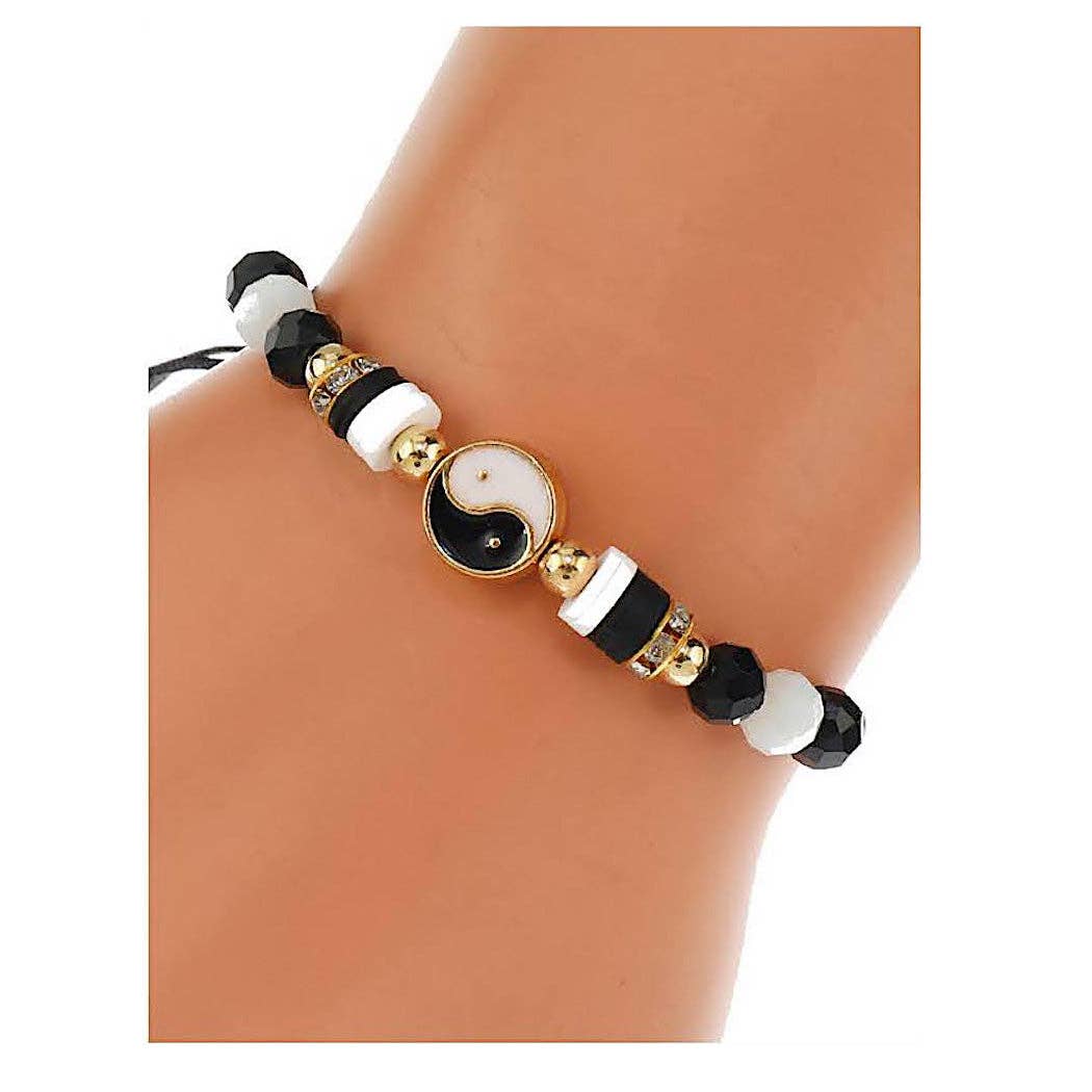 Atlas Fashion - Wholesale Woven/Braided Bracelet - Yin & Yang Adjustable Thread Bracelet