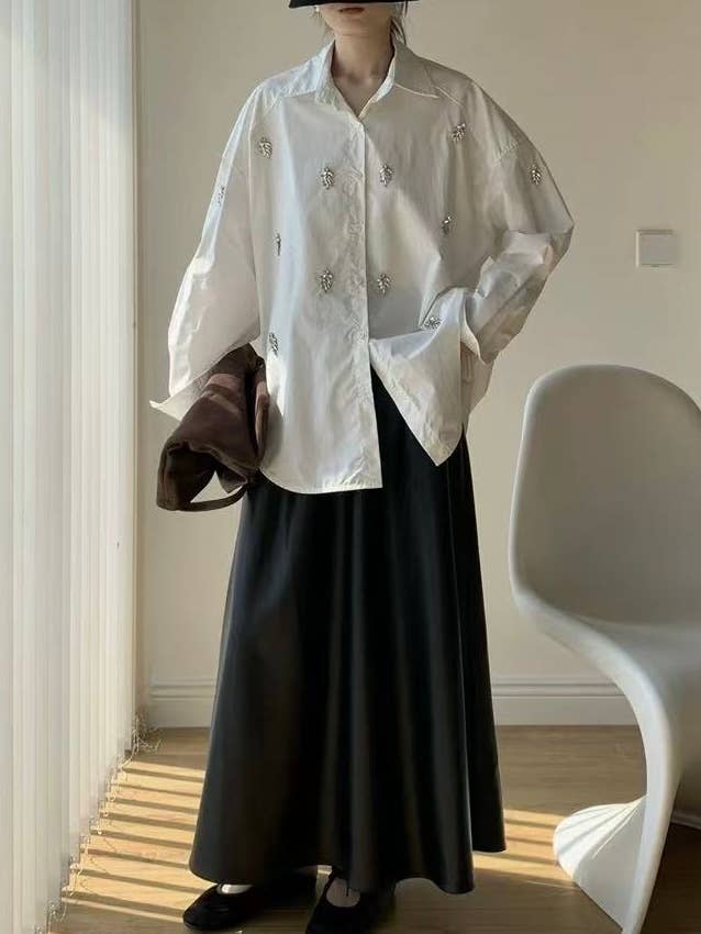 Cotton shirt with rhinestones 8531 for wholesale by ARTFLOW