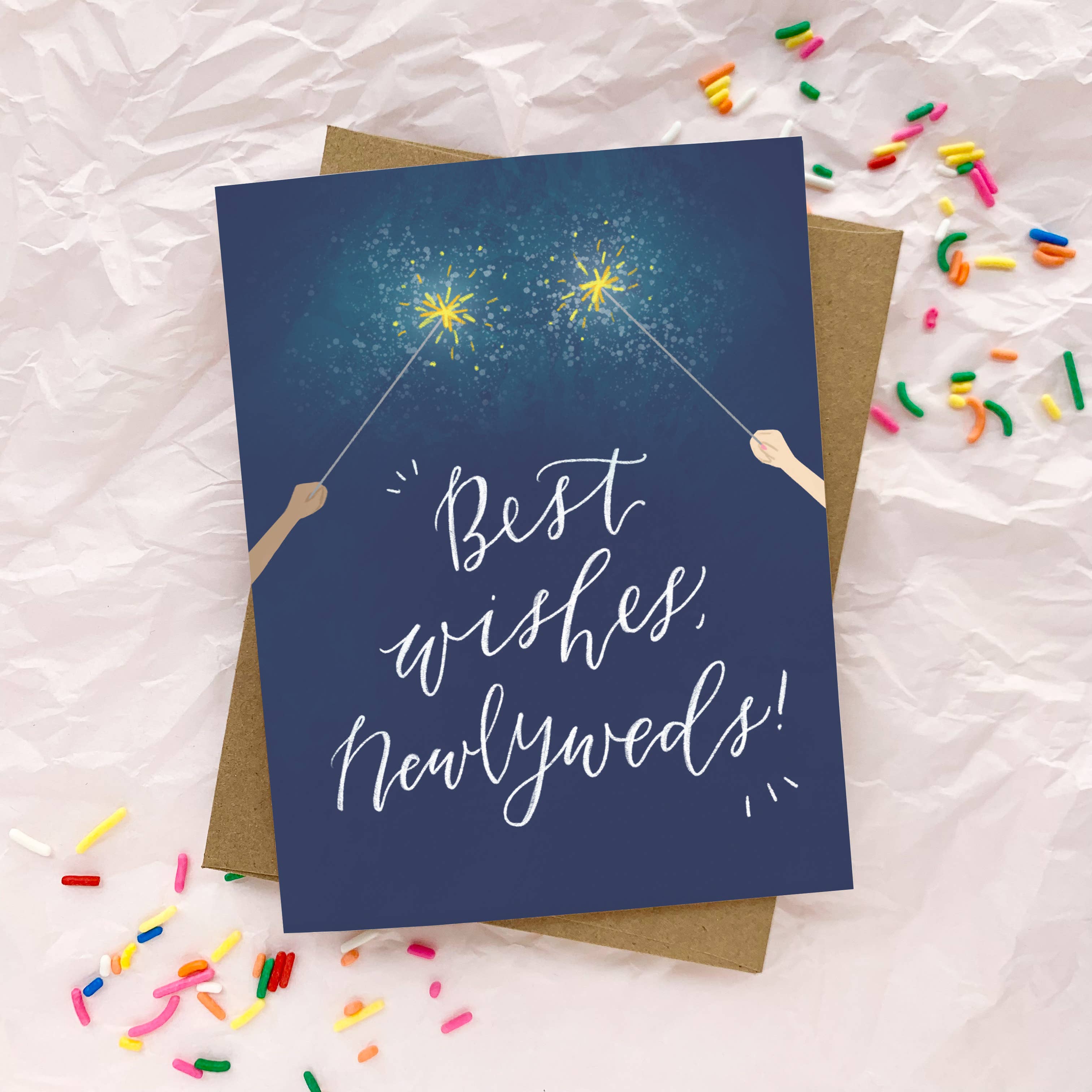 Happy Tines Design Co. - Wholesale Wedding Card - Greeting Card: Wedding Newlywed Sparklers, Bride, Engagement1