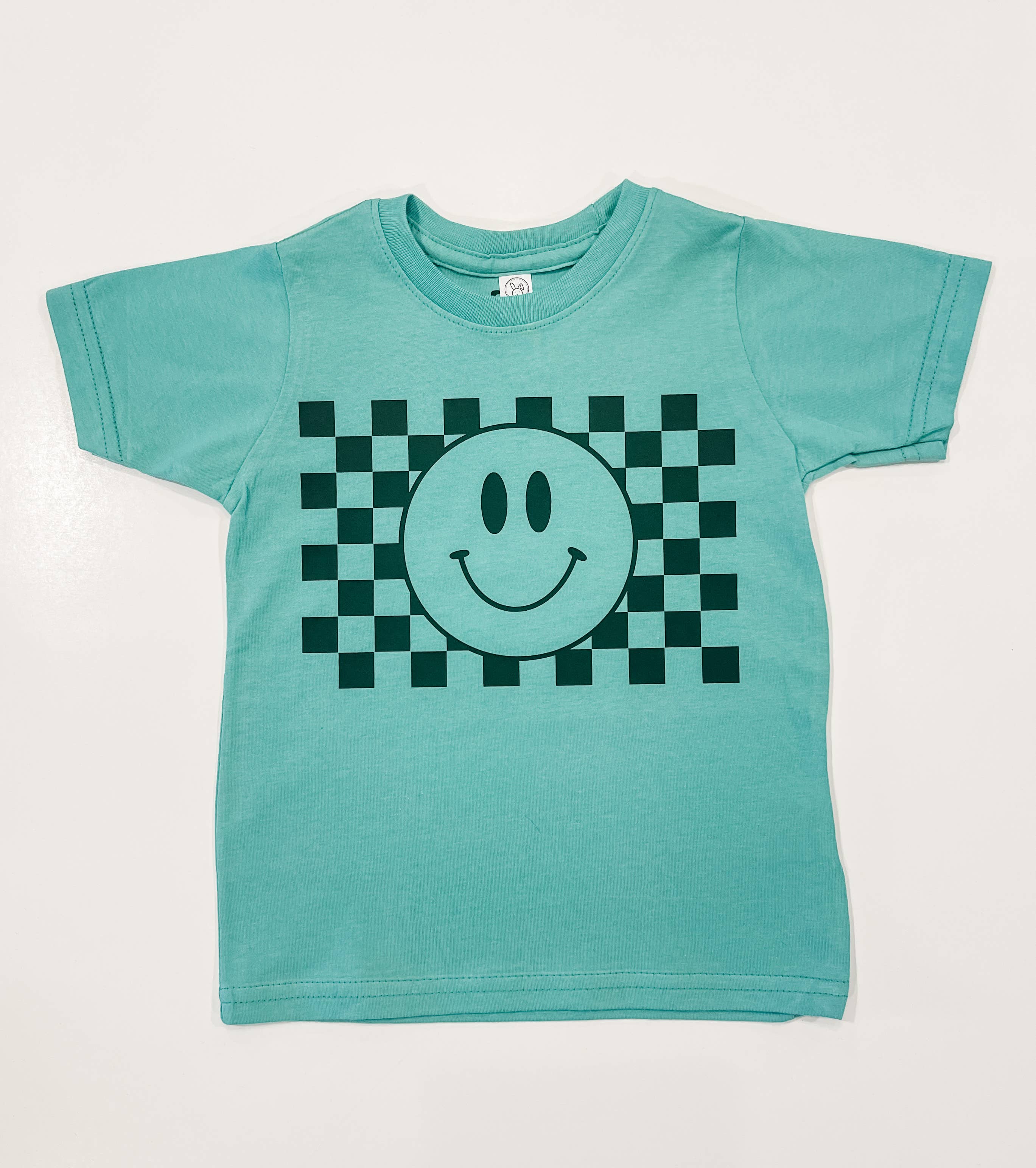 The Mini Mart Studio - Wholesale Screen Printed T-Shirt - Kids - Checkerboard Smiley Face Toddler Boys T-Shirt0