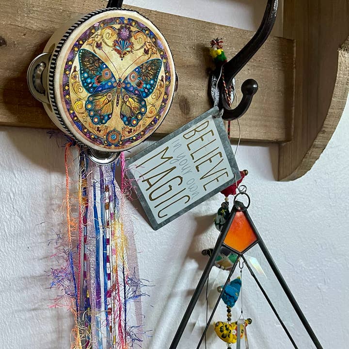 Bodhi Leaf Market - Wholesale Wall Decor - Kids & Baby - Beautiful Art Noveau Butterfly Tambourine and Ribbon 4