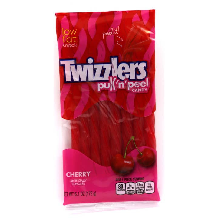 Twizzlers Pull 'n' Peel Cherry, 6.1oz Bag, 12ct for wholesale by Grandpa Joe's Candy Shop