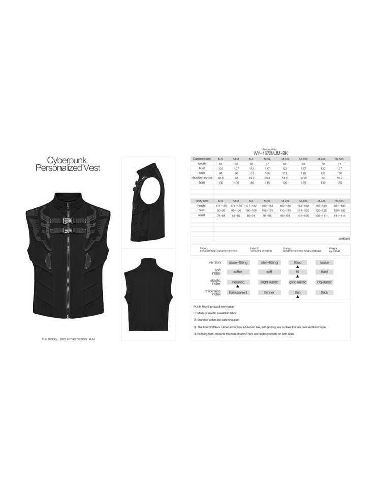 Black WY1672 - Cyberpunk personalized vest for wholesale on Faire6