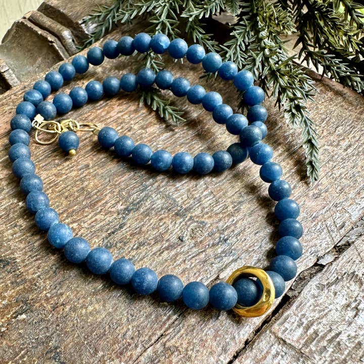 Moonstone Necklace Gift | Aqua Moonstone with Gold Ring, 16–17" Adjustable Chain, Handmade in Colorado by iNk Jewelry for wholesale by iNk Jewelry