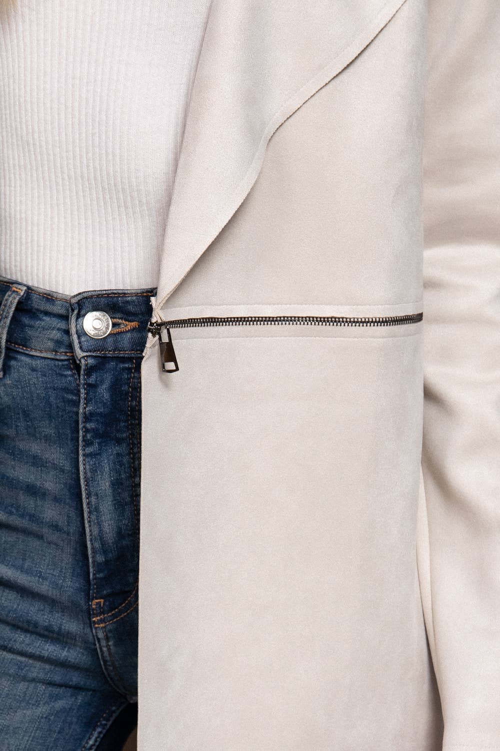 Active Basic | Active USA - Wholesale Jacket - Women's - Long Sleeve Front Two Zipper Detail Faux Suede Long Jacket20