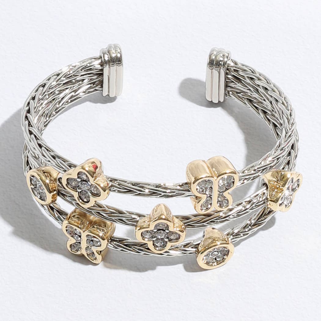   Triple Braided Bangle Butterfly Deco Bracelet for wholesale on Faire4