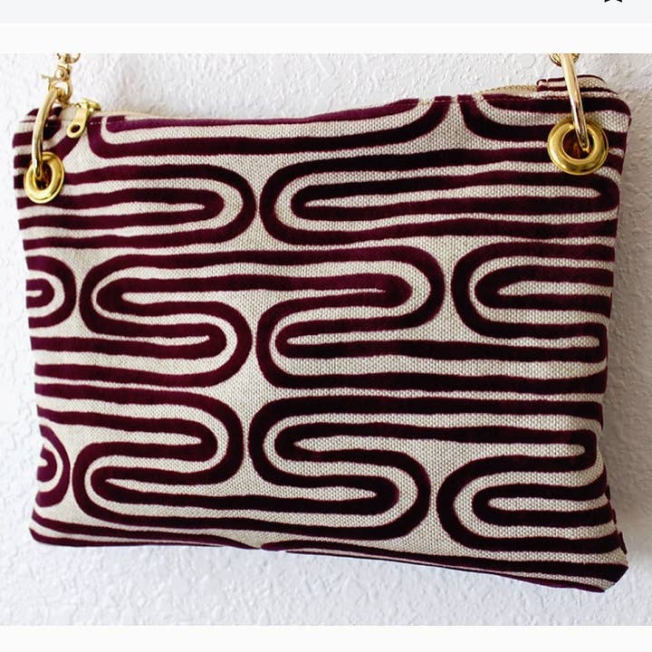 Bordeaux Velvet Swirl Crossbody for wholesale by Royal Hippie by Robin Moratti