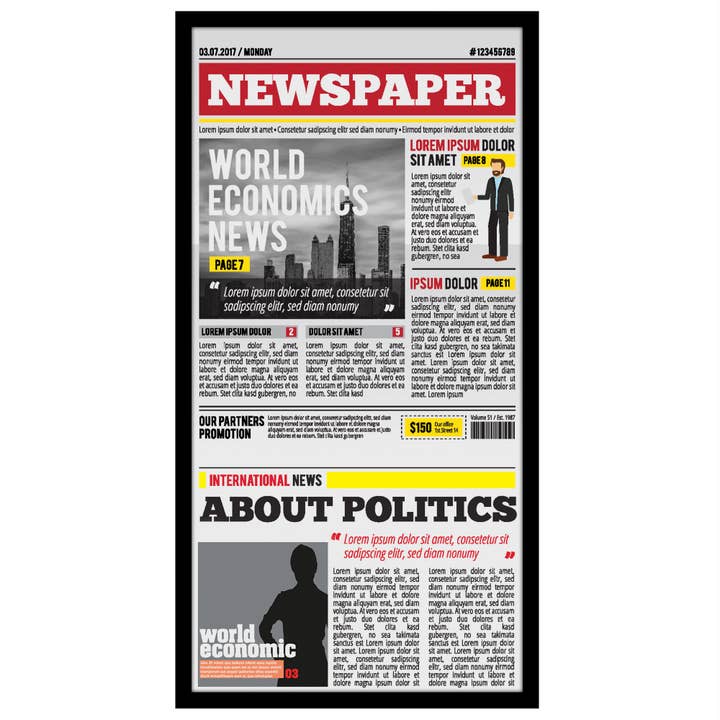 Americanflat Newspaper Frame - 11x22 Plexiglass Cover for wholesale by Americanflat