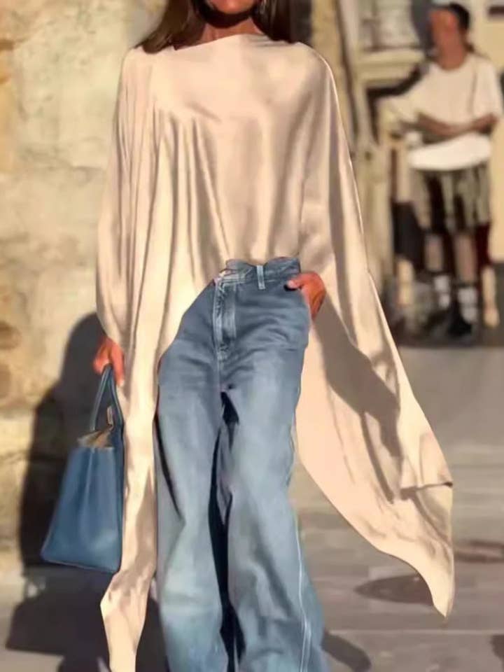 safistyle - Wholesale Poncho - Women's - Flowy Long Sleeve Poncho Top9