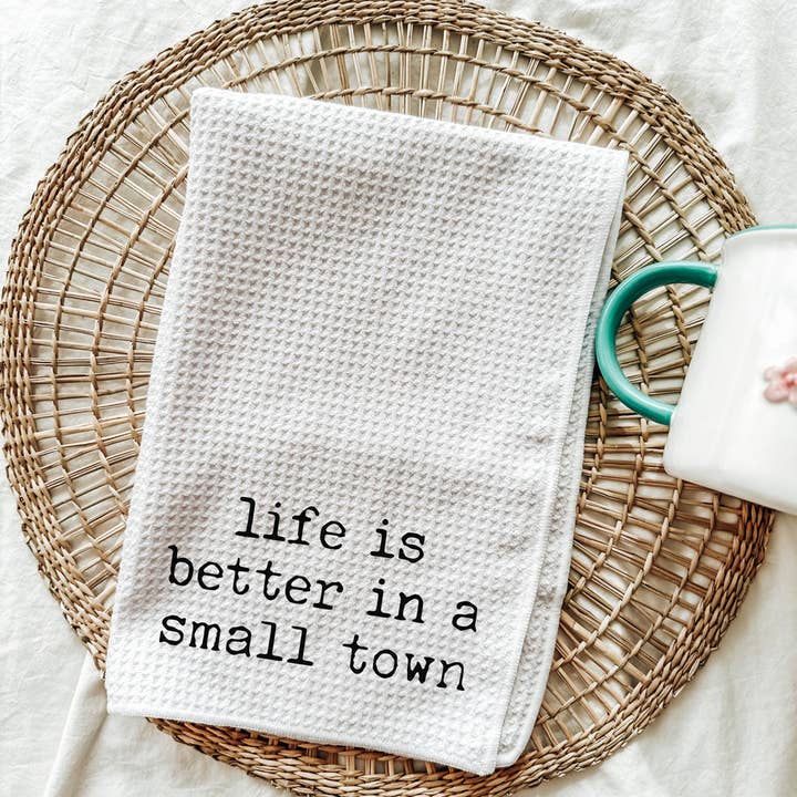 Small Town Tea Towel for wholesale by 521handmade