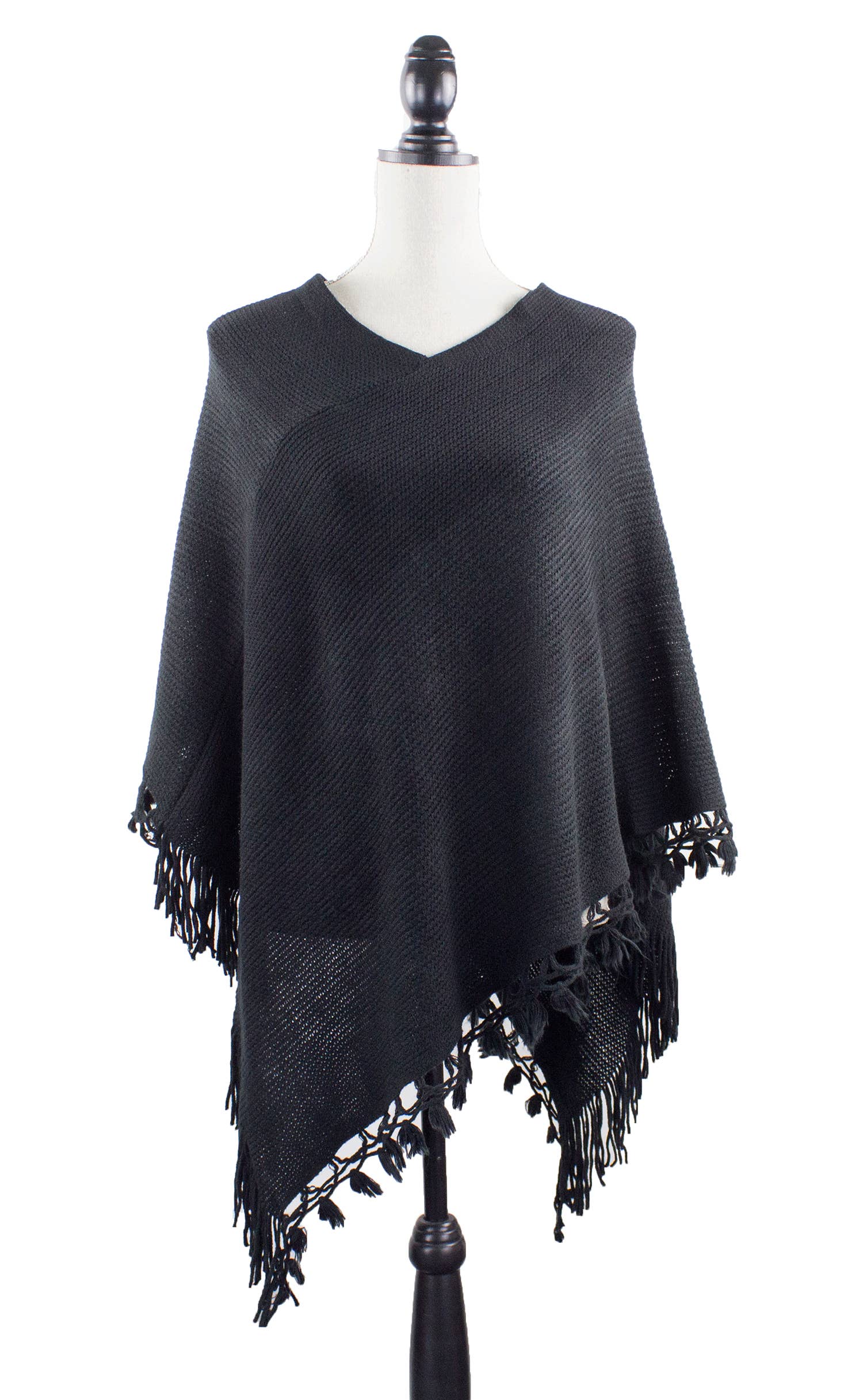 Fennco Styles - Venta al por mayor Poncho - Mujer - Suéter Poncho de Bloques de Color con Flecos40