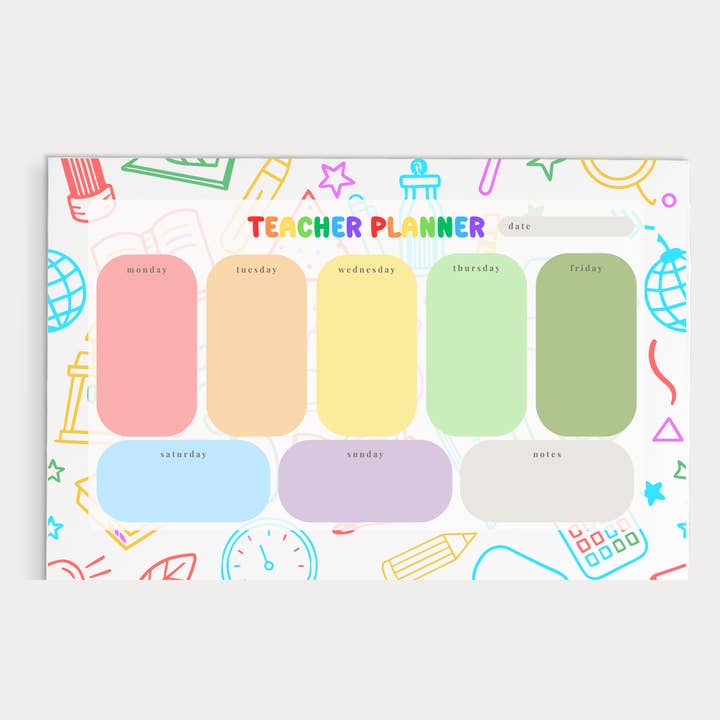 Teacher Rainbow Weekly Planner for wholesale by Paper and Clips Co.