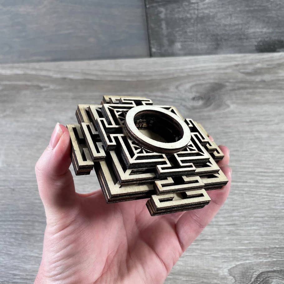 Keystone Crystals - Wholesale Decorative Tabletop Object - Wooden Mandala Sphere Stand5