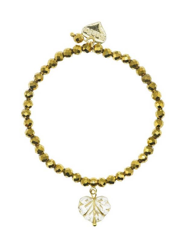 Bracelet en forme de feuille d'érable avec pierres précieuses en pyrite pour la vente par Rosie Fox