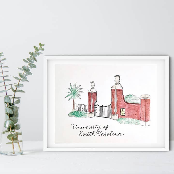 University Of South Carolina Watercolor Print for wholesale by The Write Occasion Calligraphy